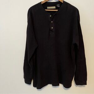 Natural Life Dark Gray Waffle Knit Thermal Henley Shirt Men’s L Y2K Gorpcore